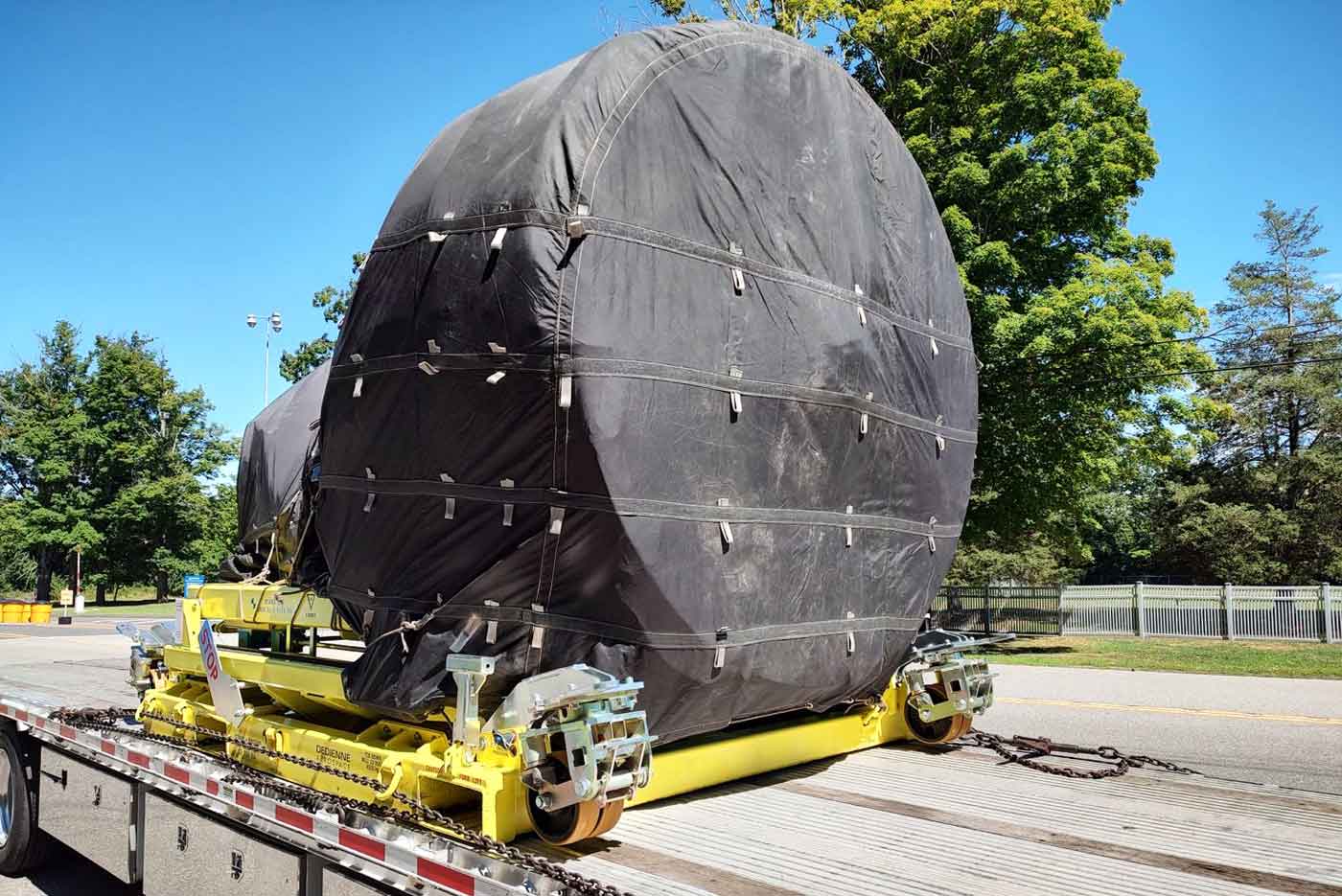 Engine Stand with wrapped engine on a truck